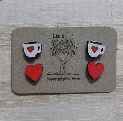 Komplet 2 parov uhančkov &quot;love coffee&quot;
