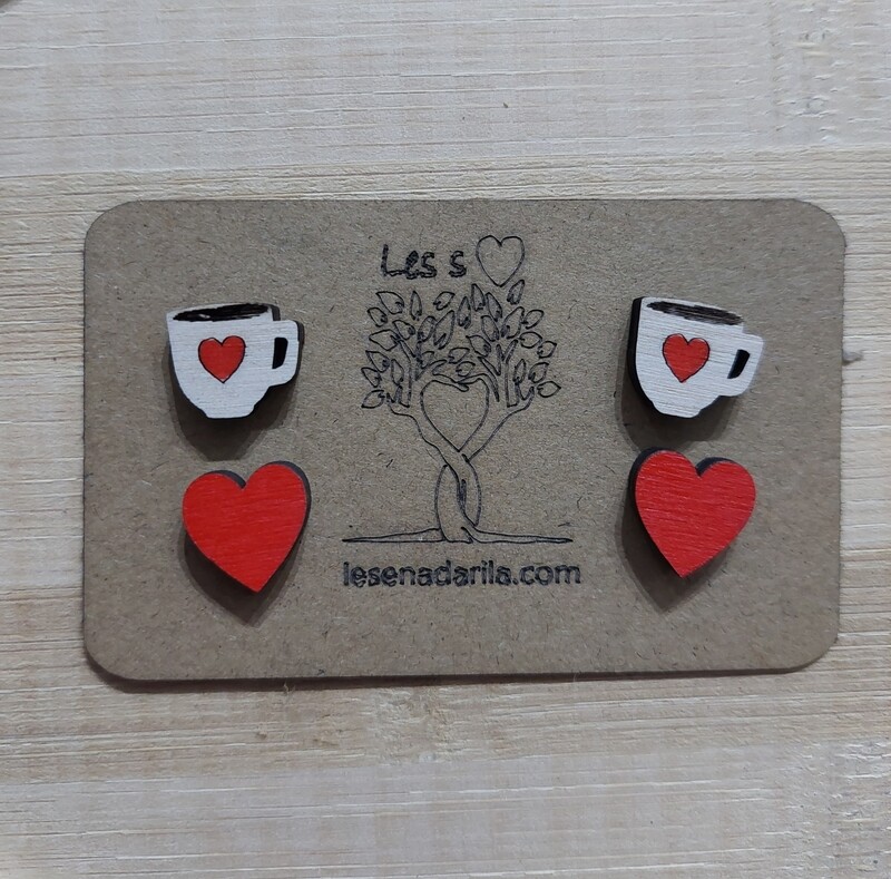 Komplet 2 parov uhančkov "love coffee"
