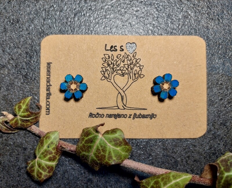 Uhančki rožice - modra