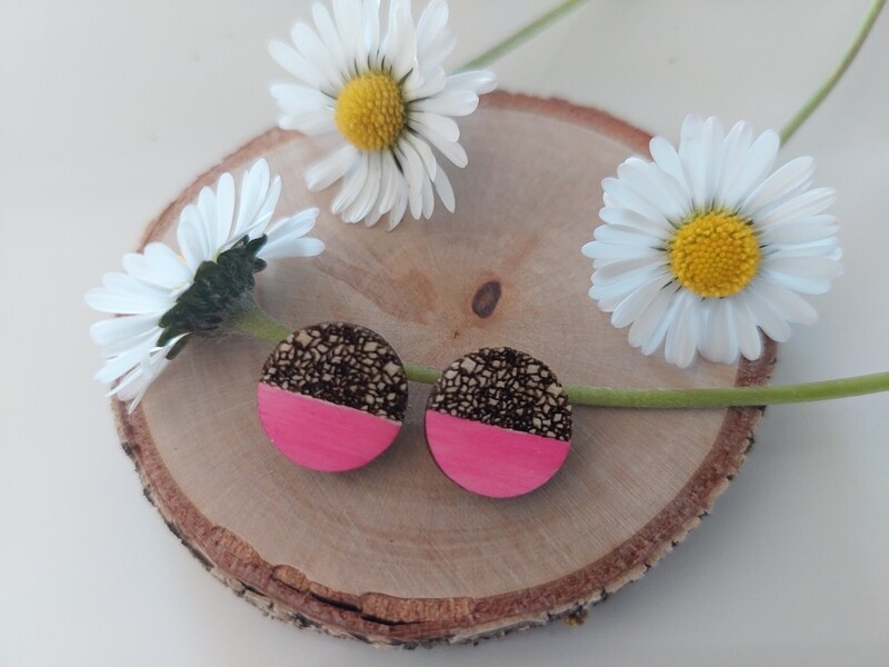 Leseni uhančki(pink)