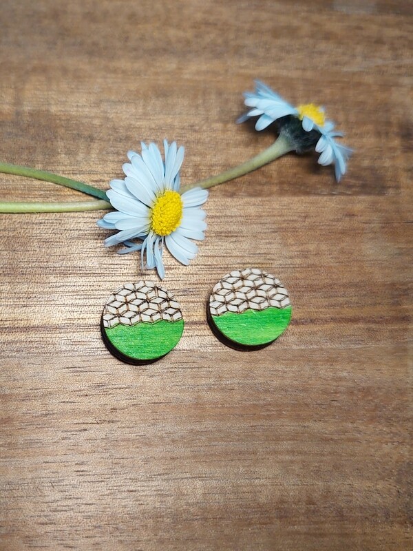 Uhančki s 3D vzorcem(zelena)