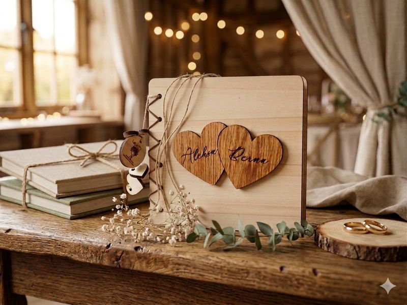 Lesena voščilnica s srcem