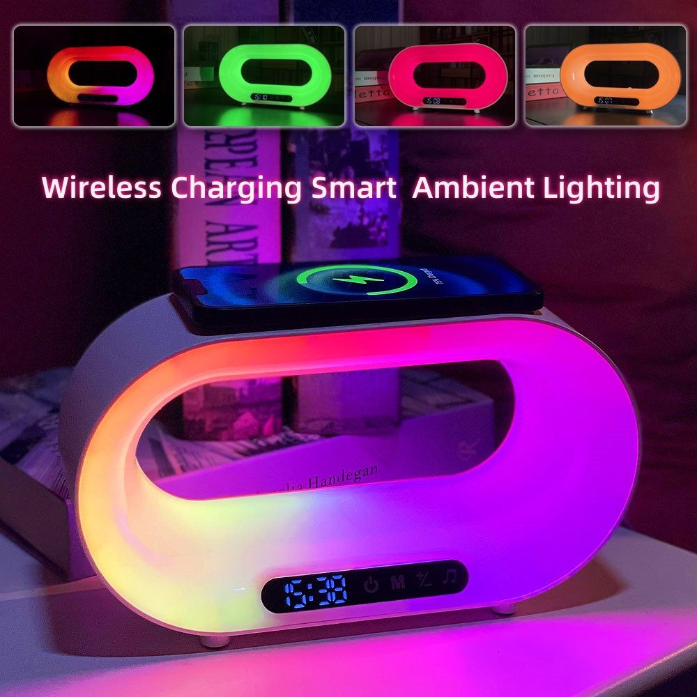 3-i-1 Smart LED Nattlampa med Trådlös Laddare och Väckarklocka