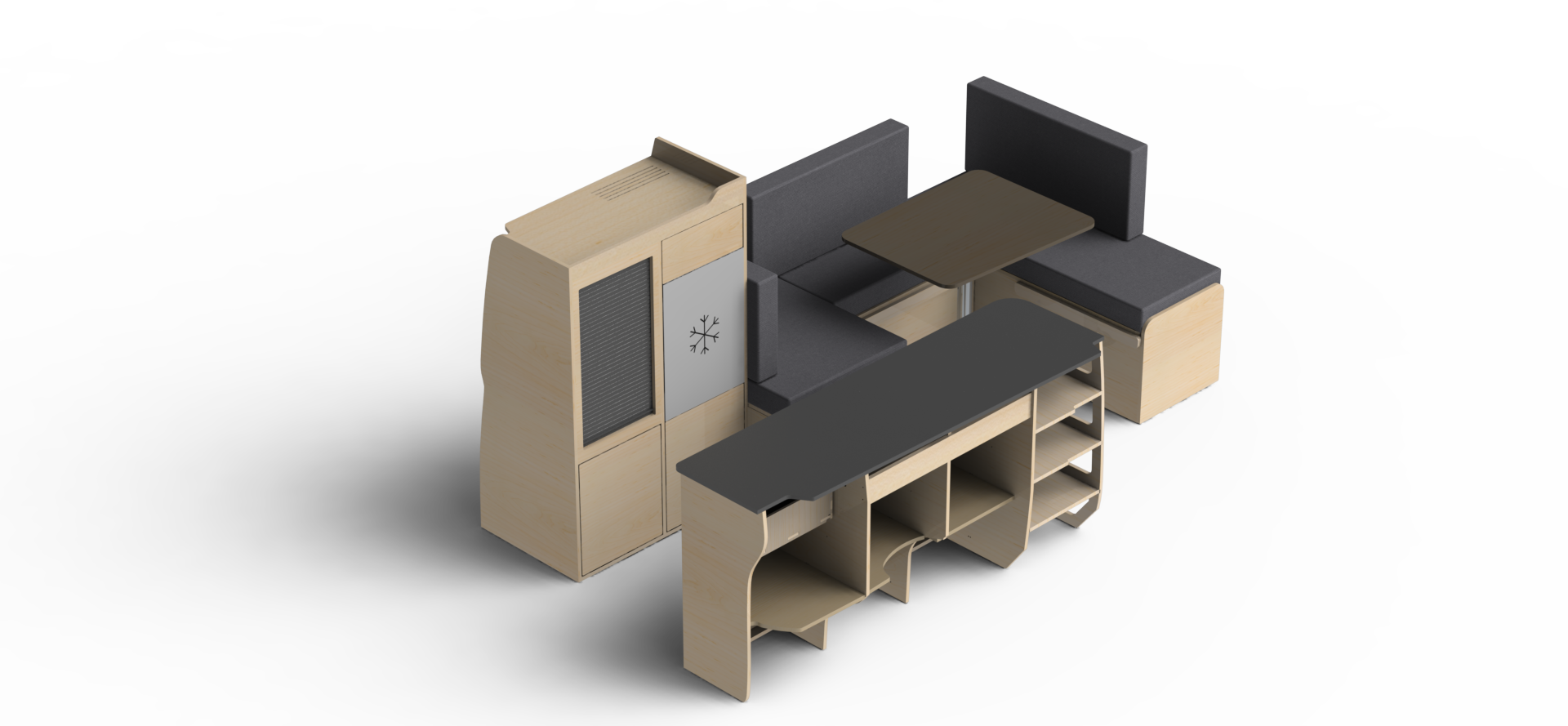Pack  latéral droit  L2H1 Banquette en U
