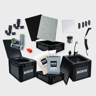 BOXIO - SANITARY : Kit complet avec toilette de séparation, lavabo mobile et accessoires