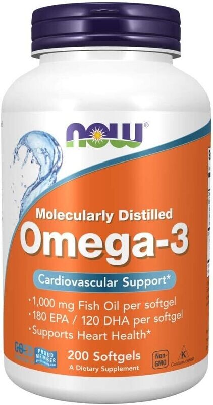 NOW Foods Omega-3 1000mg, 200 tabletas