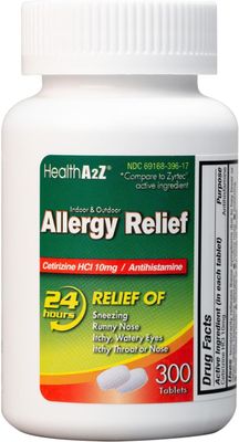 Cetirizine 10mg 300 tabletas para la alergia