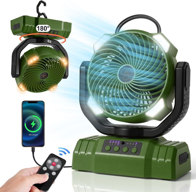 Ventilador Portatil de 30 000mAh + Control Remoto