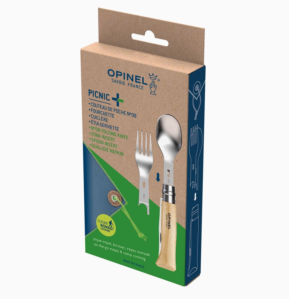Opinel N°8 + Picnic cutlery Set