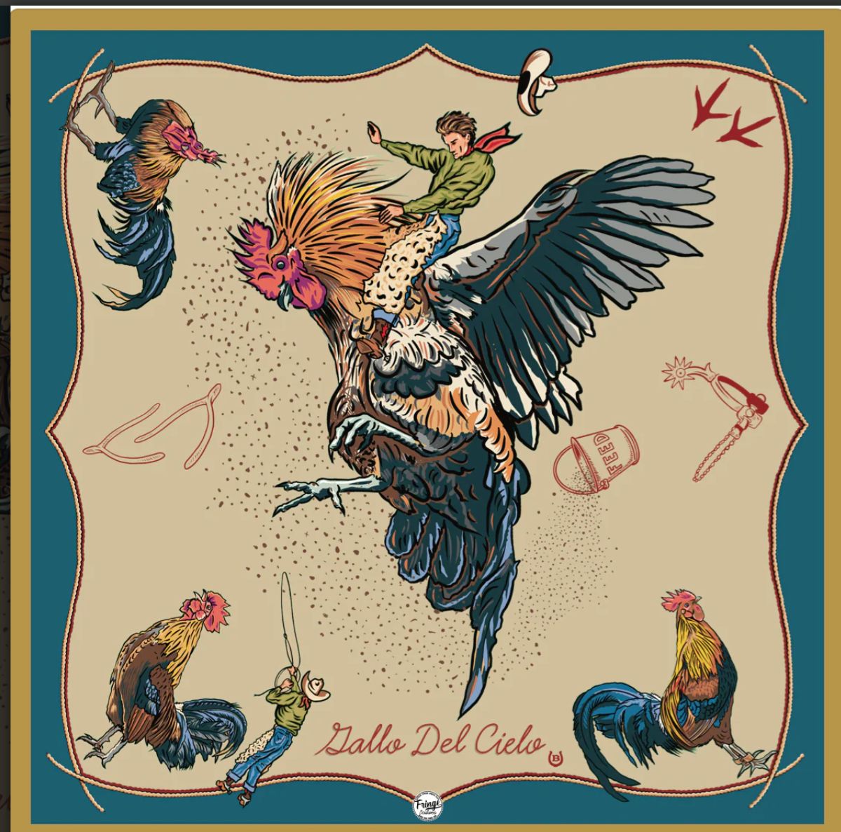 Silk Scarves Large (35&quot;x35&quot;), Design: Gallo Del Cielo