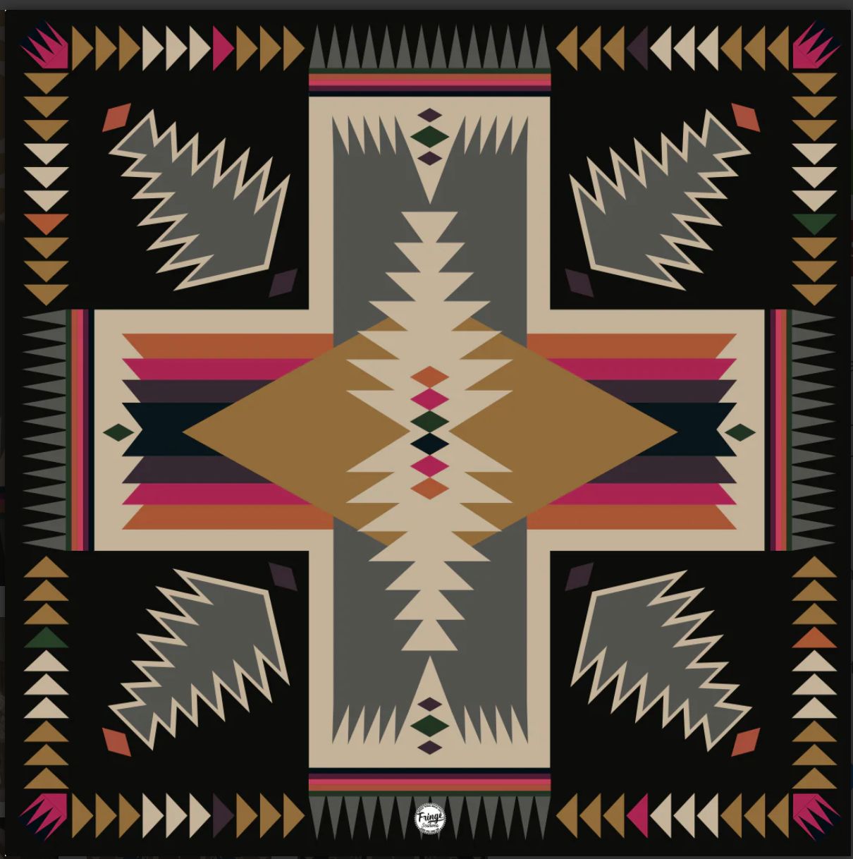 Silk scarves shorty (26&quot;x26&quot;), Design: Cross Me Black