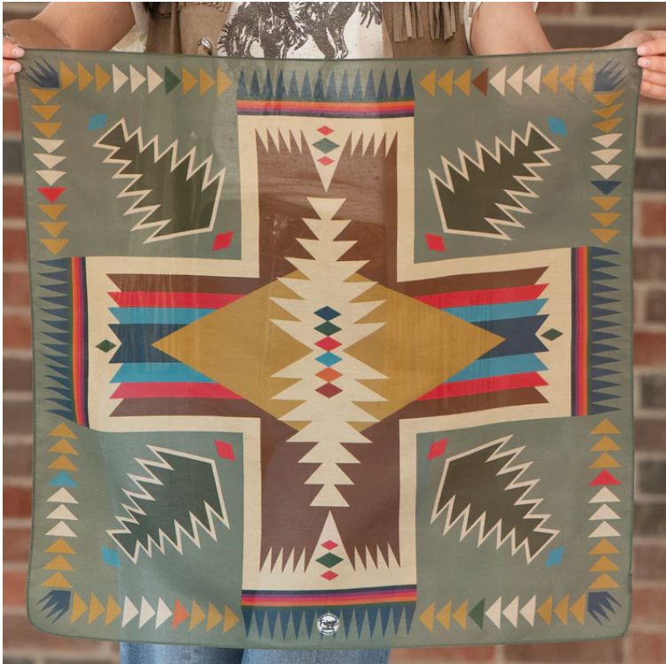 Cotton &amp; Silk Bandana, Design: Cross Me Sage