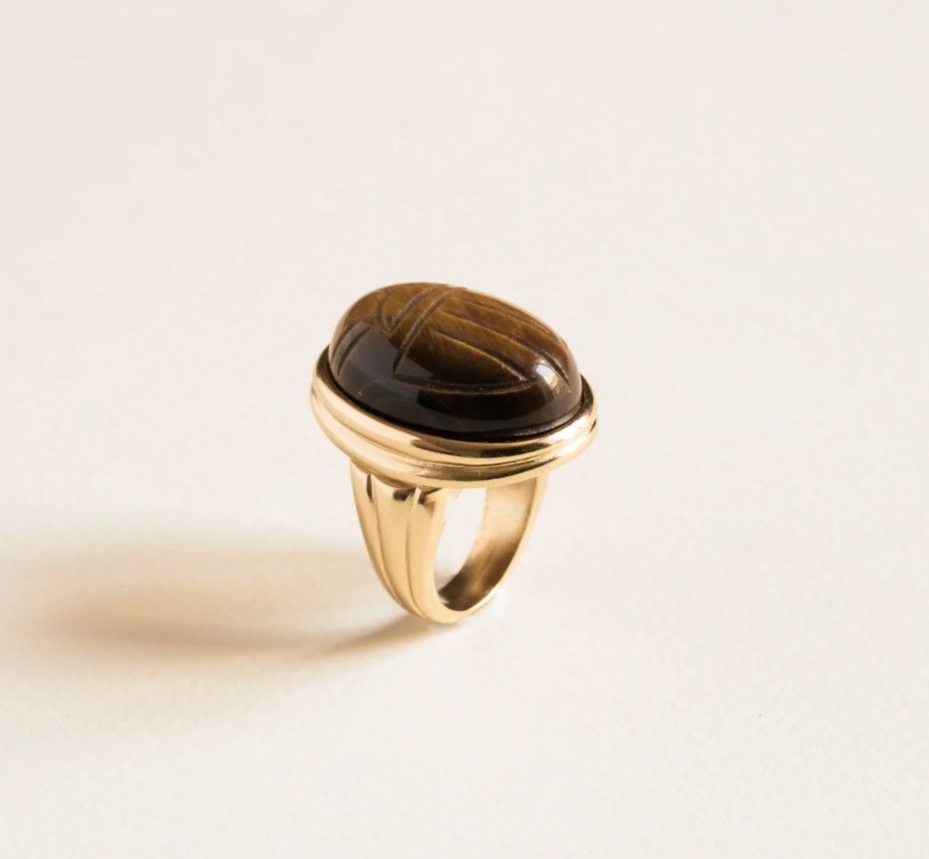 Ring Beetle, Variant: Tiger's Eye/Brown/Size 7