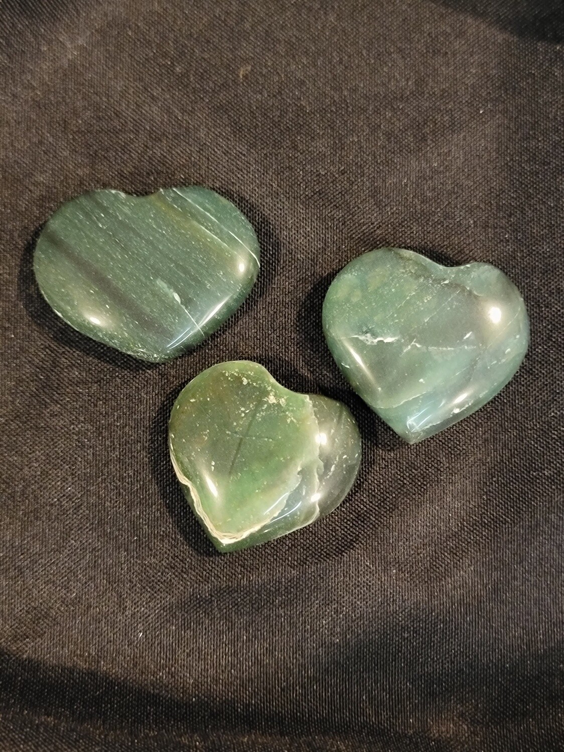 GREEN JADE PUFFY HEART / 1-1.5&quot; / 1PC