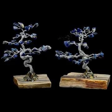 Lapis Lazuli Gemstone Tree w/ Petrified Wood Base