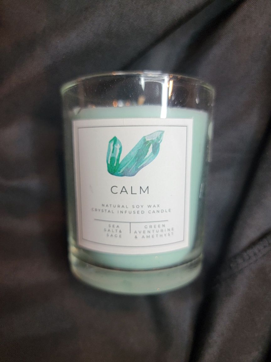 Scented Crystal Gemstone Soy Candles, Scent: Calm - Sea Salt &amp; Sage