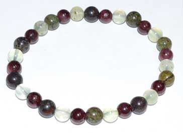 6mm Dragon Blood Jasper, Garnet &amp; Prehnite bracelet