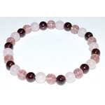 6mm Rose Qtz, Strawberry Qtz &amp; Garnet bracelet