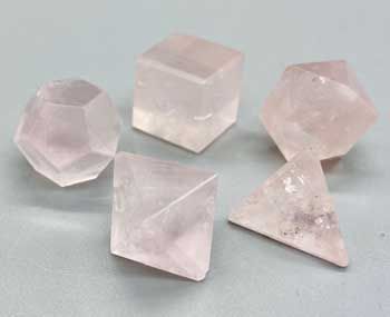 Rose Quartz Platonic Solids Set