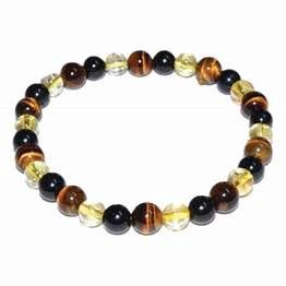 6mm Tiger Eye, Citrine &amp; Tourmaline, Black bracelet