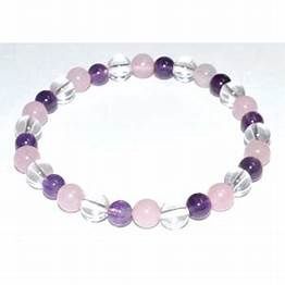 6mm Amethyst, Rose Quartz &amp; Quartz bracelet