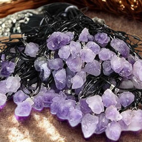 Amethyst Raw Crystal Pendant Necklace