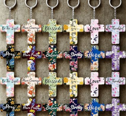 Inspirational Cross Shaped Keychain