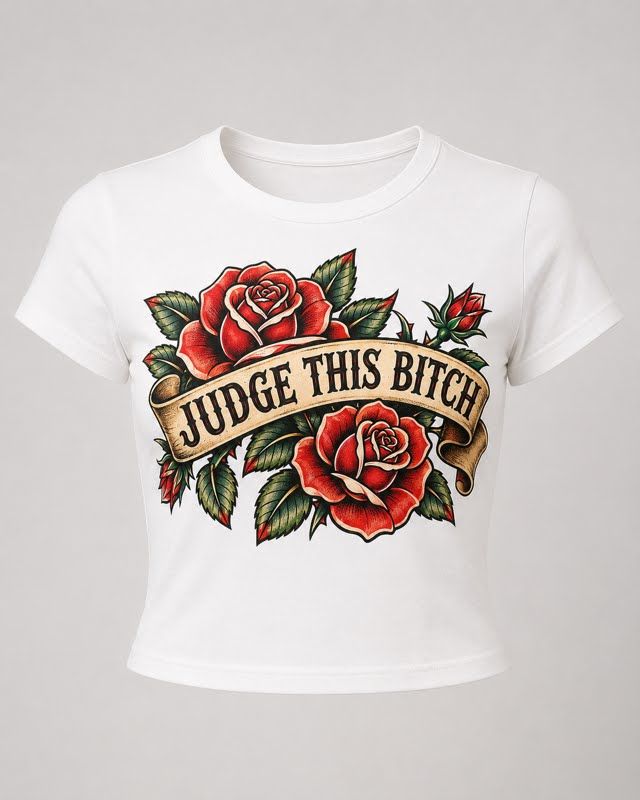 Women's White Judge This Bitch Judge D Baby Doll Tee