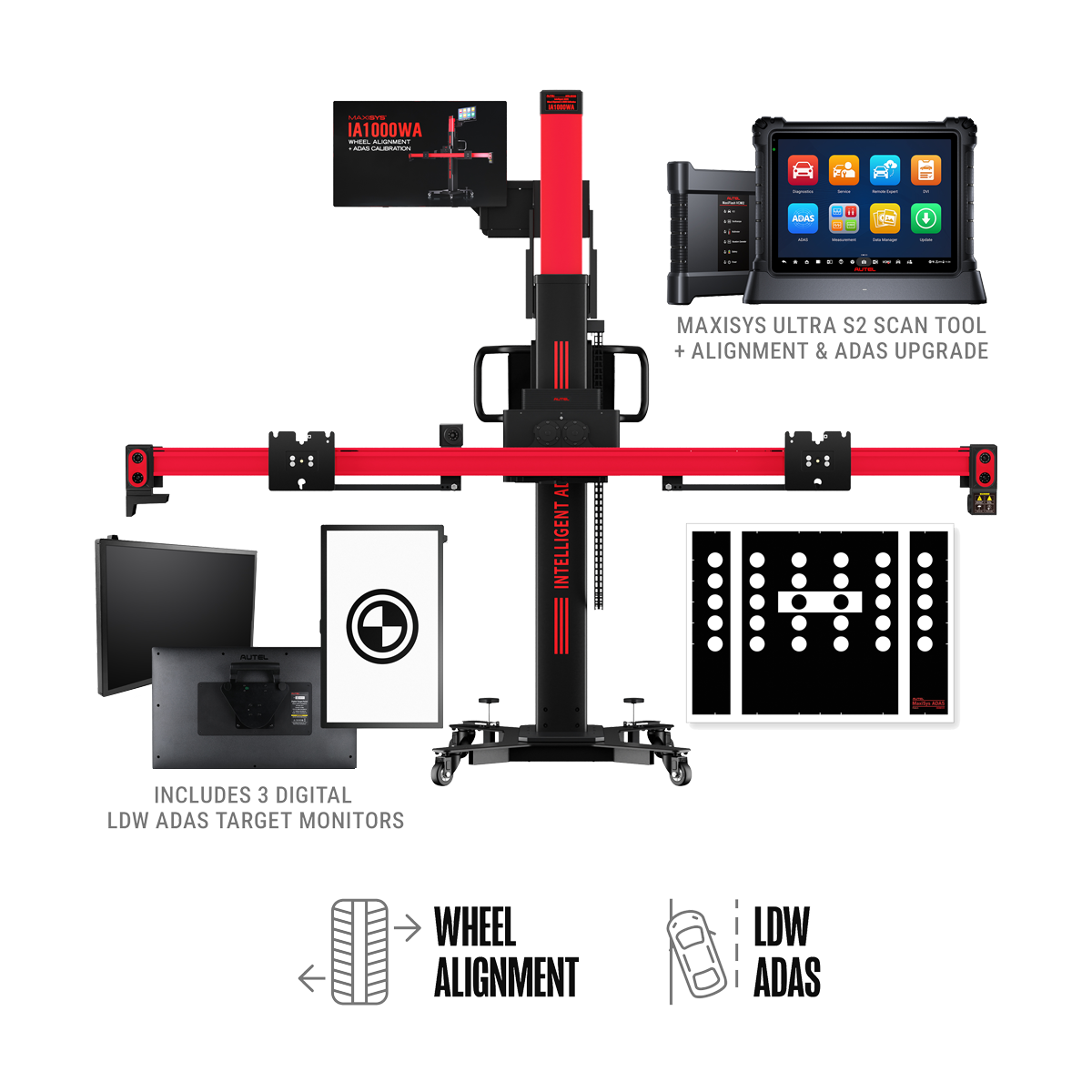 Autel MaxiSYS IA1000LDWTDT LDW ADAS Calibration System with Ultra S2 & Digital Targets Autel MaxiSYS IA1000LDWTDT LDW ADAS Calibration System with Ultra S2 & Digital Targets