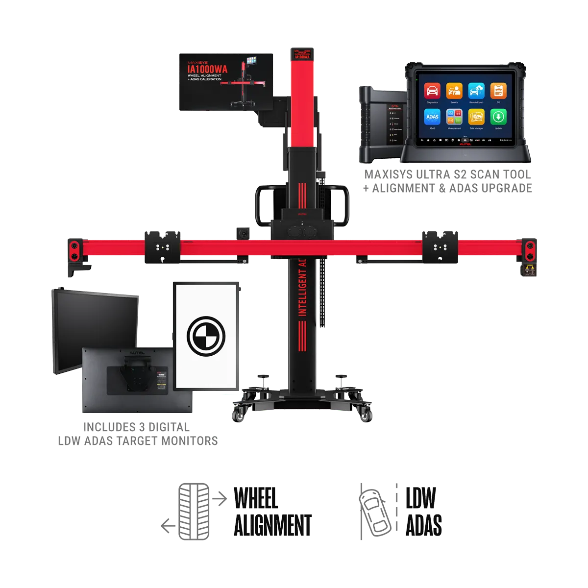 Autel MaxiSys IA1000 System with MS Ultra S2 and Digital LDW Targets Autel MaxiSys IA1000 System with MS Ultra S2 and Digital LDW Targets