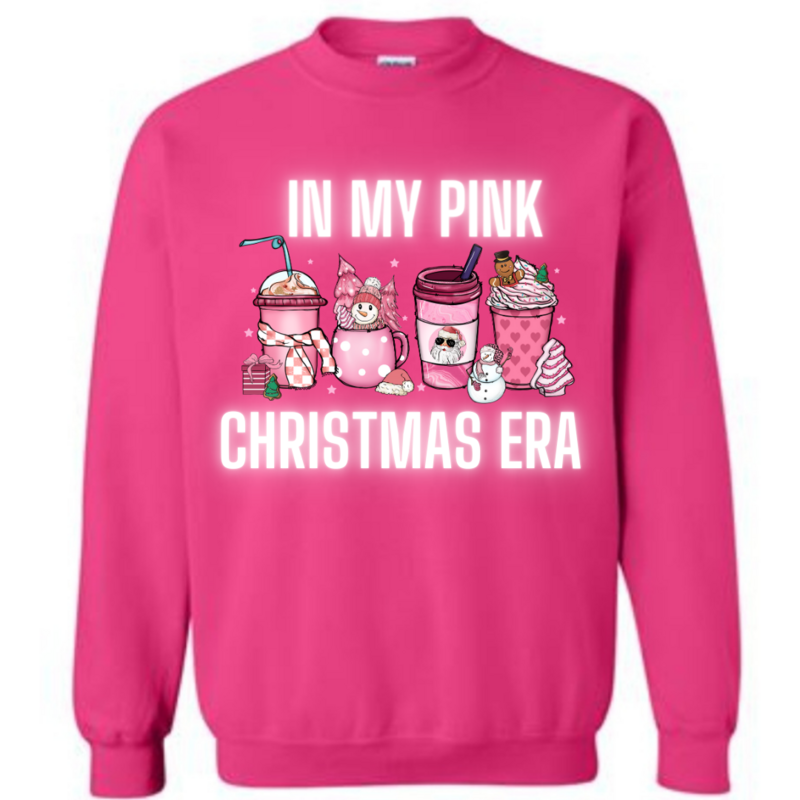 &quot;Pink christmas era&quot; crewneck sweater
