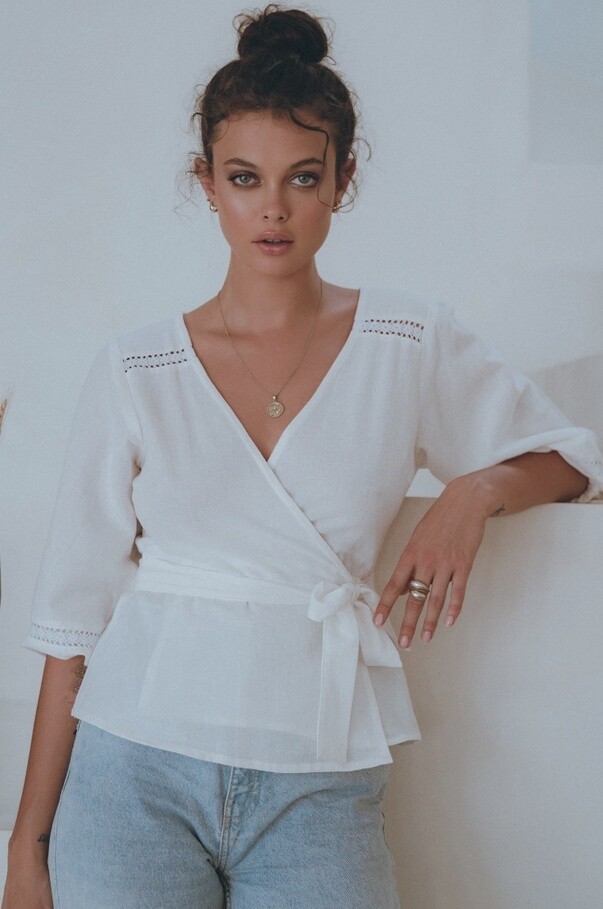 Haifa Lace Linen Wrap Top