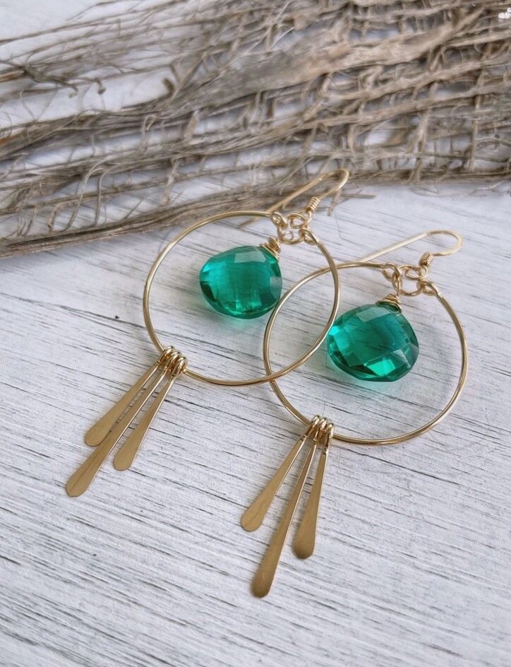 Emerald Shores Gemstones and Spikes, Material: 14kt Gold Fill