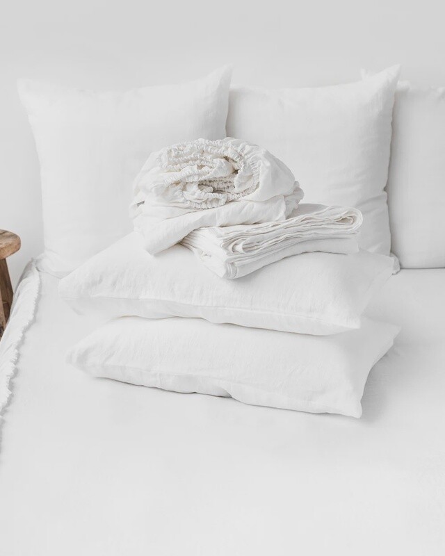White Linen Sheet Set (4pcs) Twin