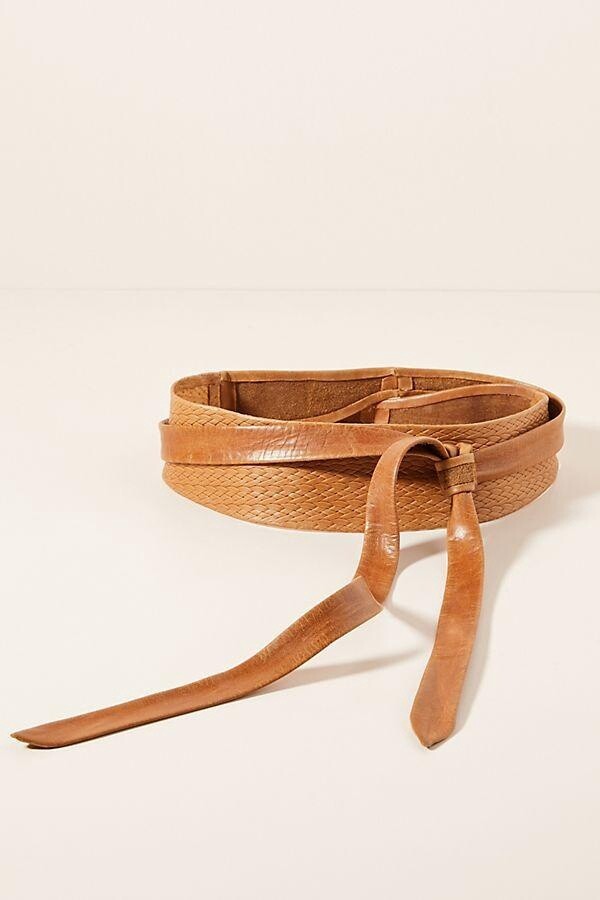 Wrap Leather Belt - Tan Woven