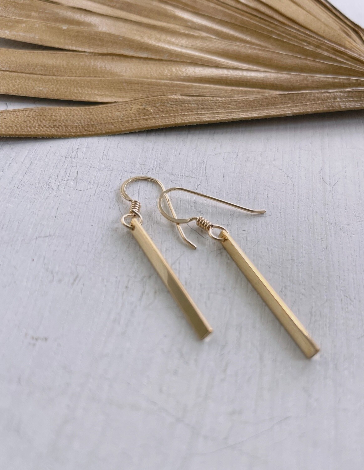 Gold Bar Dangle Earrings