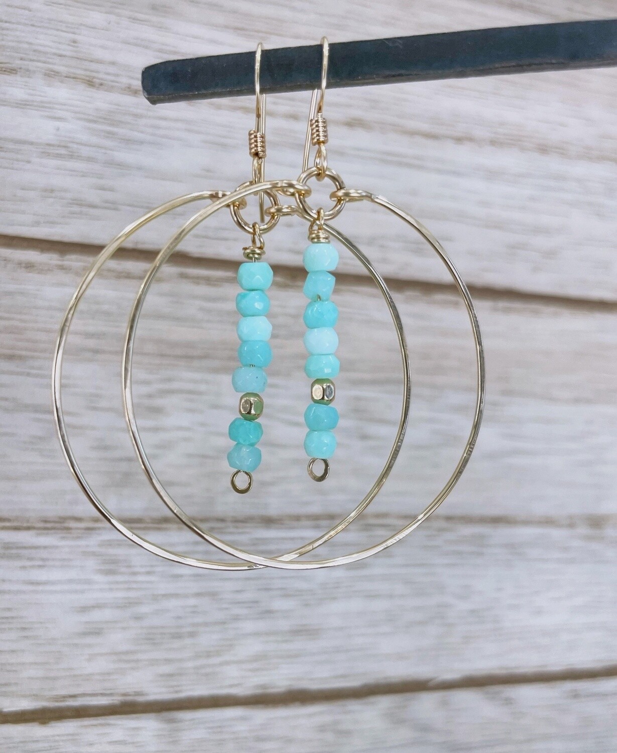 Peruvian Opal Hoops, Colour: Aqua