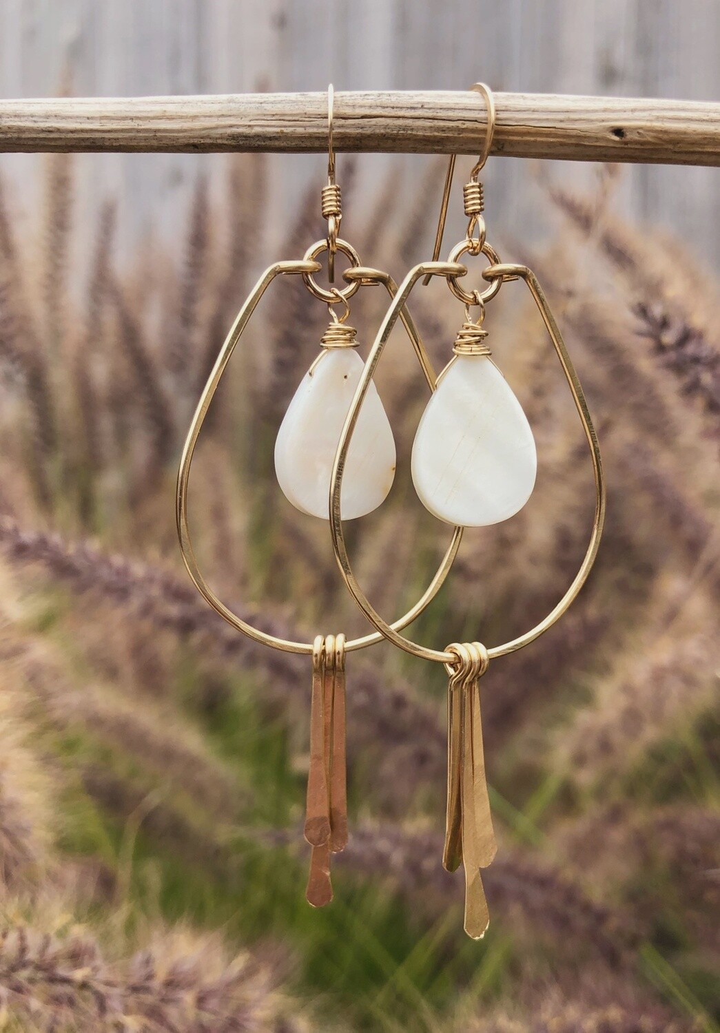 Teardrop Mother of Pearl and Spikes, Material: 14kt Gold Filled