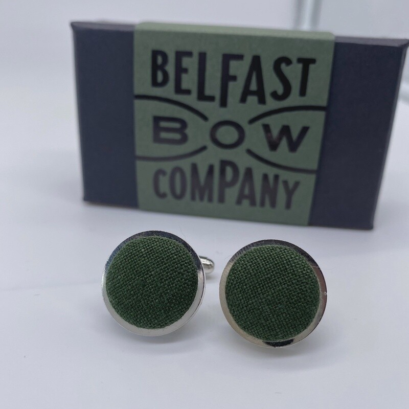 Irish Linen Cufflinks in Brunswick Green