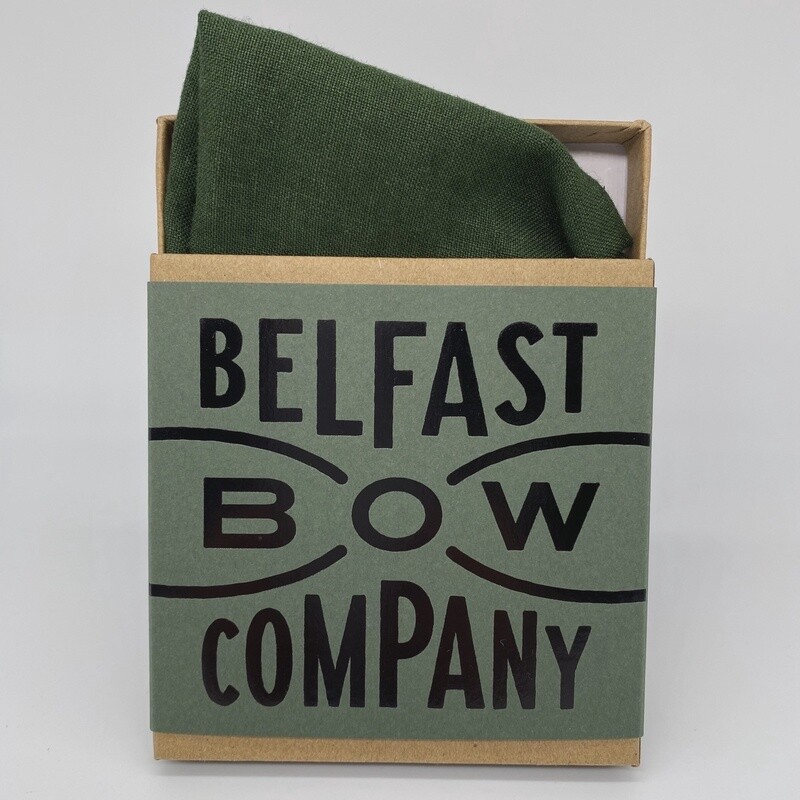 Irish Linen Pocket Square in Brunswick Green
