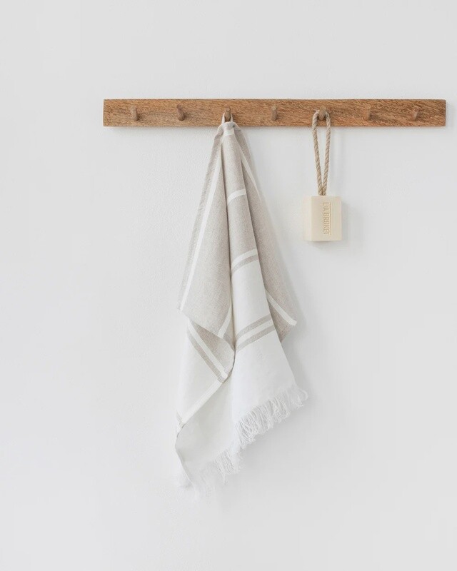 Linen Hand Towel in Ecru Stripe