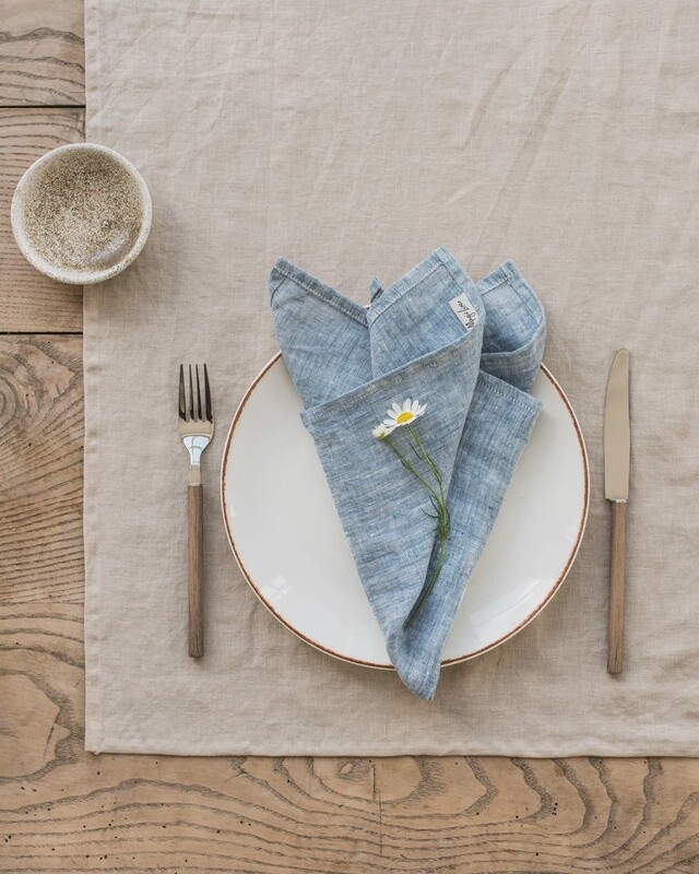 Blue Melange Linen Napkin (Set of 2)