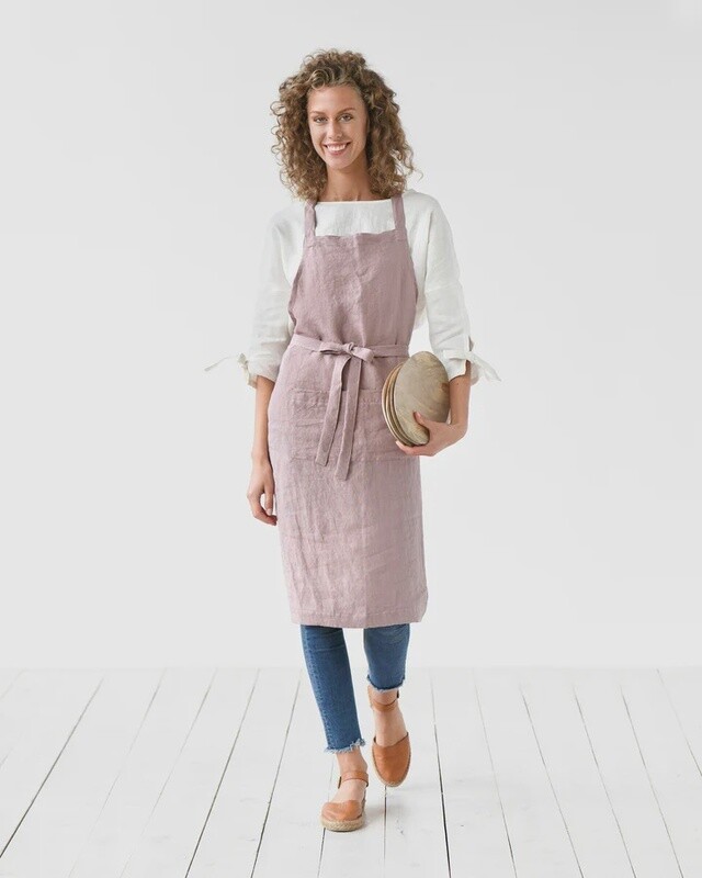 Woodrose Linen Bib Apron