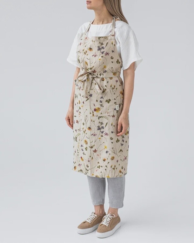 Botanical Print Linen Bib Apron