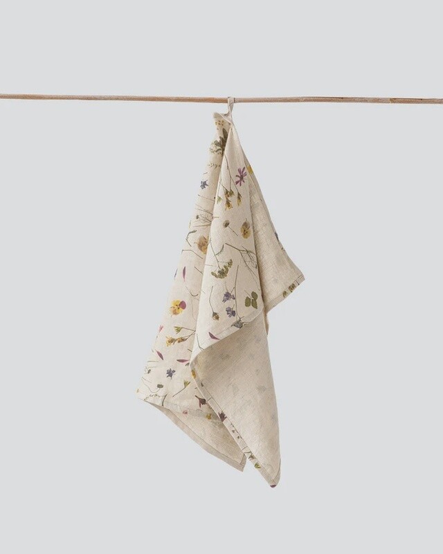 Botanical Print Linen Tea Towel