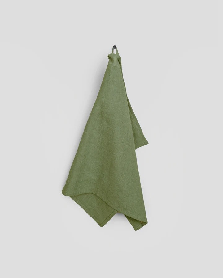 Forest Green Linen Tea Towel