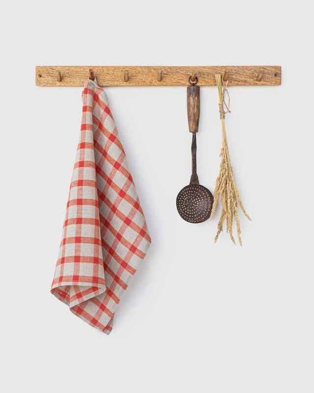 Red Gingham Linen Tea Towel