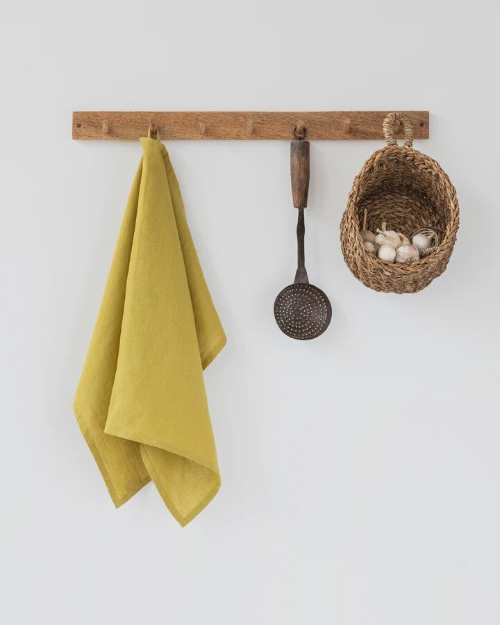 Moss Yellow Linen Tea Towel