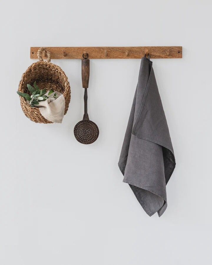 Charcoal Gray Linen Tea Towel