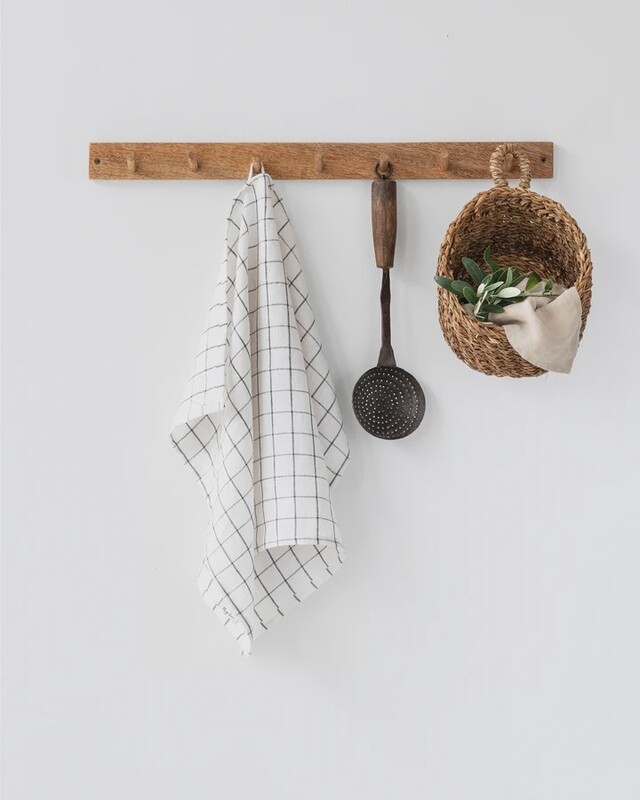 Charcoal Grid Linen Tea Towel